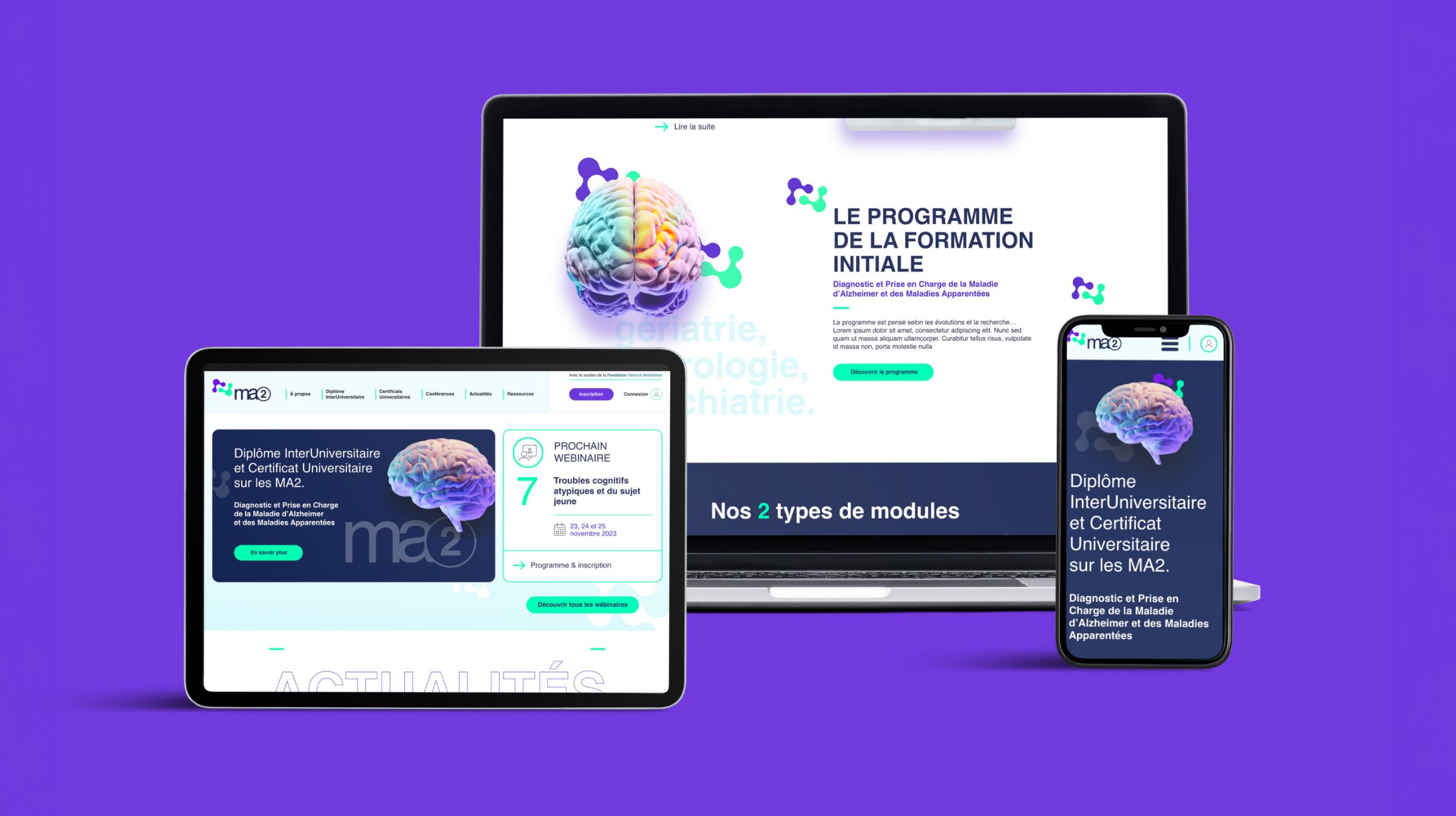 Un site web MA2 entièrement responsive et optimisé pour les différents appareils utilisés par les étudiants et les enseignants